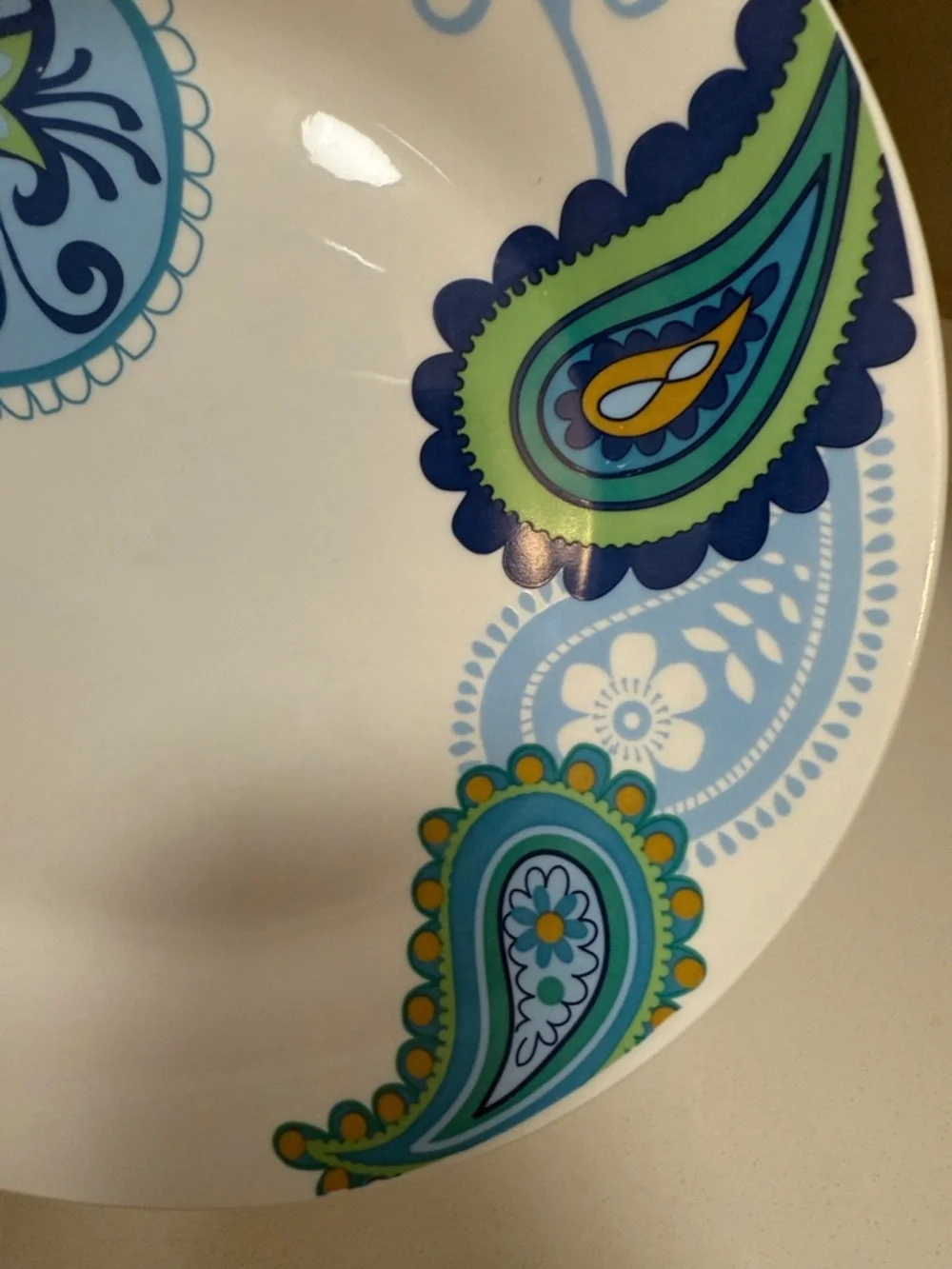 Royal Norfolk Set of 5 Dinner Plates Blue Green Paisley Print 10.5” Coastal Boho